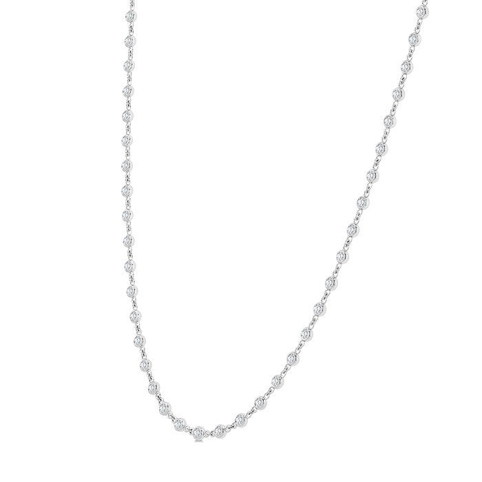 2 Ctw Bezel Set Round Cut Diamond Necklace in 14K White Gold
