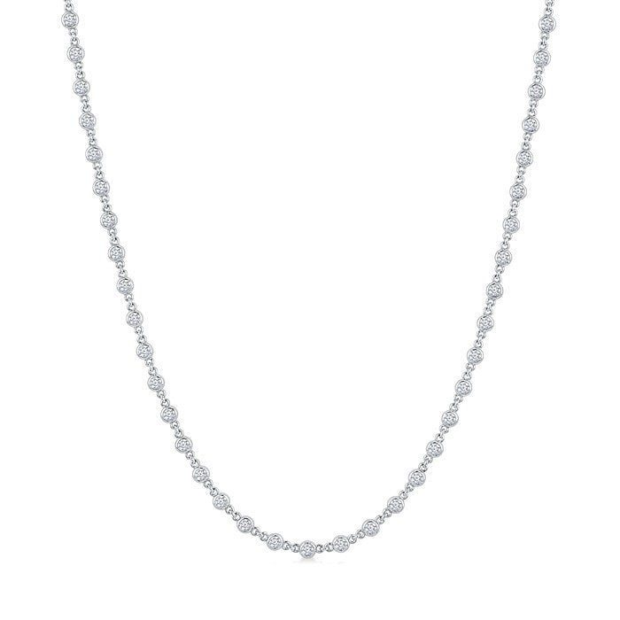 2 Ctw Bezel Set Round Cut Diamond Station Necklace in Platinum