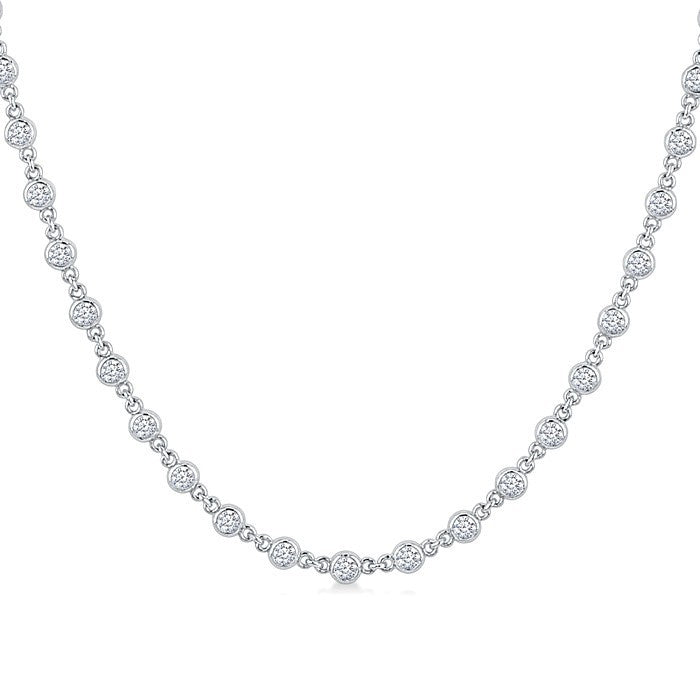 2 Ctw Bezel Set Round Cut Diamond Station Necklace in Platinum