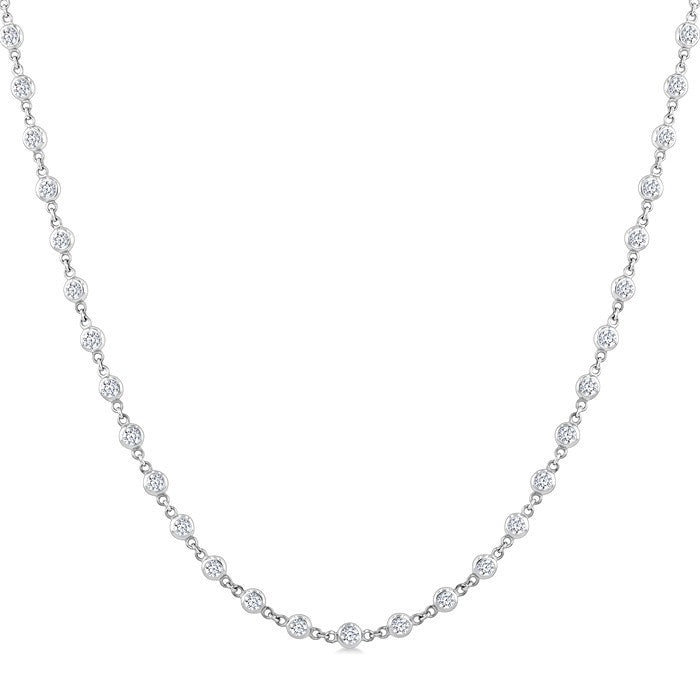 3 Ctw Bezel Set Round Cut Diamond Station Necklace in Platinum