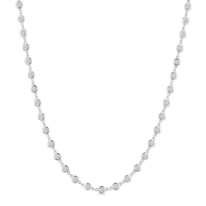 5 Ctw Bezel Set Round Cut Diamond Station Necklace in Platinum