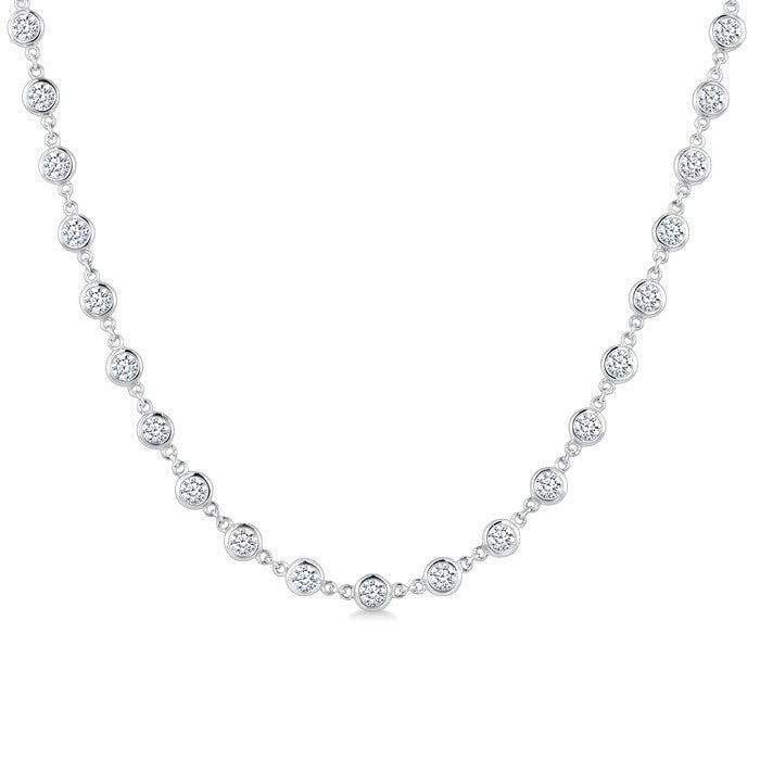 5 Ctw Bezel Set Round Cut Diamond Station Necklace in Platinum