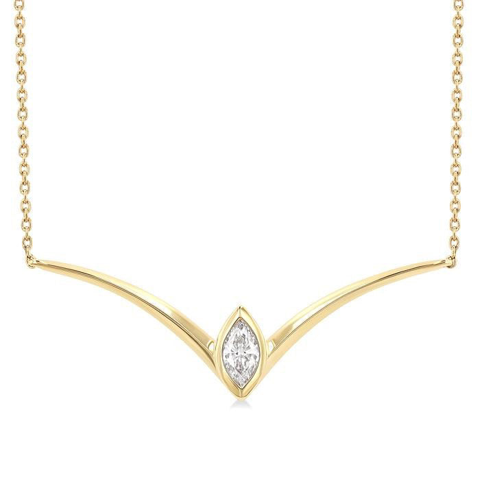 Marquise Shape Chevron Diamond Necklace