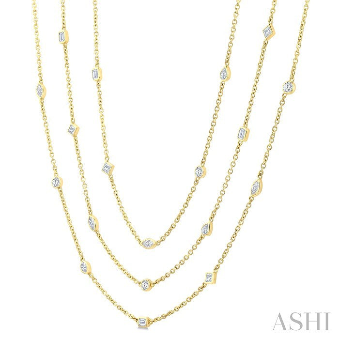 5 Ctw Mixed Diamond Cut 60-Inch Station Necklace in 14K Yellow Gold