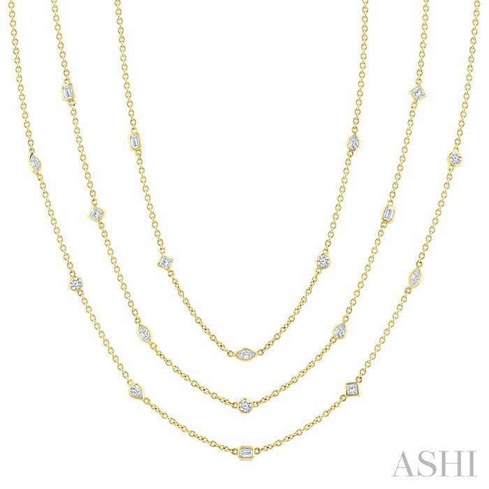5 Ctw Mixed Diamond Cut 60-Inch Station Necklace in 14K Yellow Gold