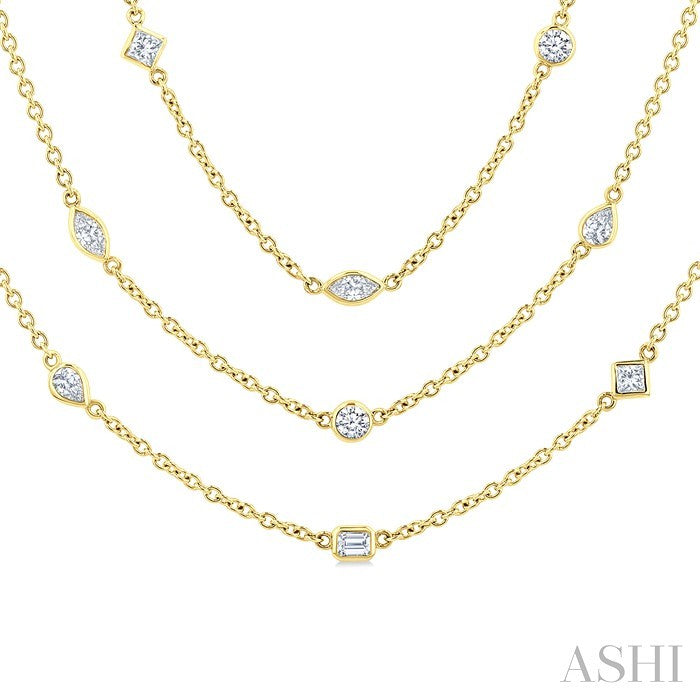 5 Ctw Mixed Diamond Cut 60-Inch Station Necklace in 14K Yellow Gold