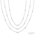 5 Ctw Bezel Set Mixed Diamond Cut Layered 60-Inch Necklace in Platinum