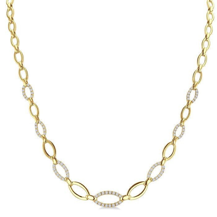 1 1/10 Ctw Round Cut Diamond Open Link Fashion Necklace in 14K Yellow Gold