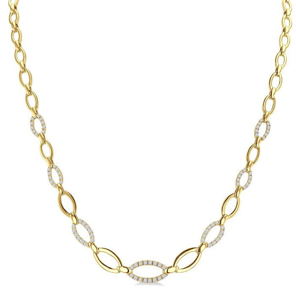1 1/10 Ctw Round Cut Diamond Open Link Fashion Necklace in 14K Yellow Gold