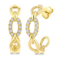 1/5 Ctw Round Cut Diamond Open Link Fashion Half hoop Earrings in 14K Yellow Gold