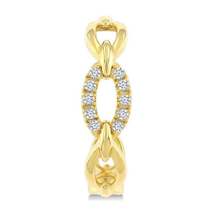 1/5 Ctw Round Cut Diamond Open Link Fashion Half hoop Earrings in 14K Yellow Gold
