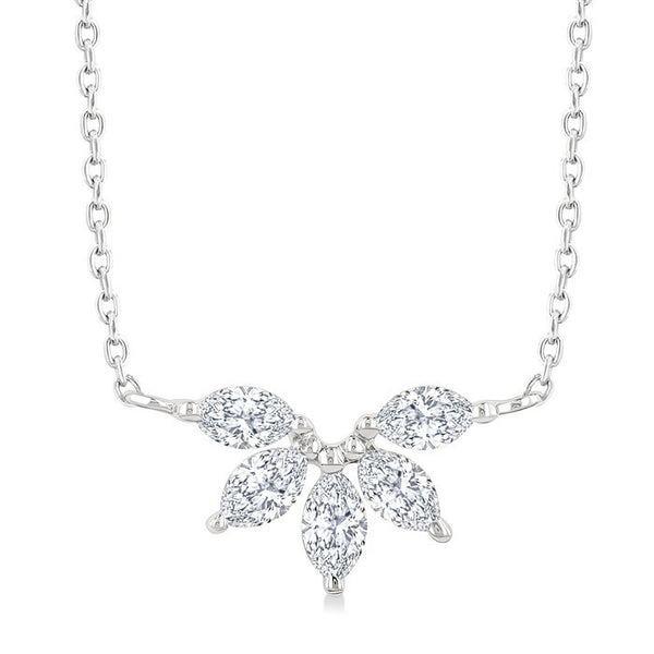 1/3 Ctw Semi-Circle Chevron Marquise Cut Diamond Fashion Necklace in 14K White Gold