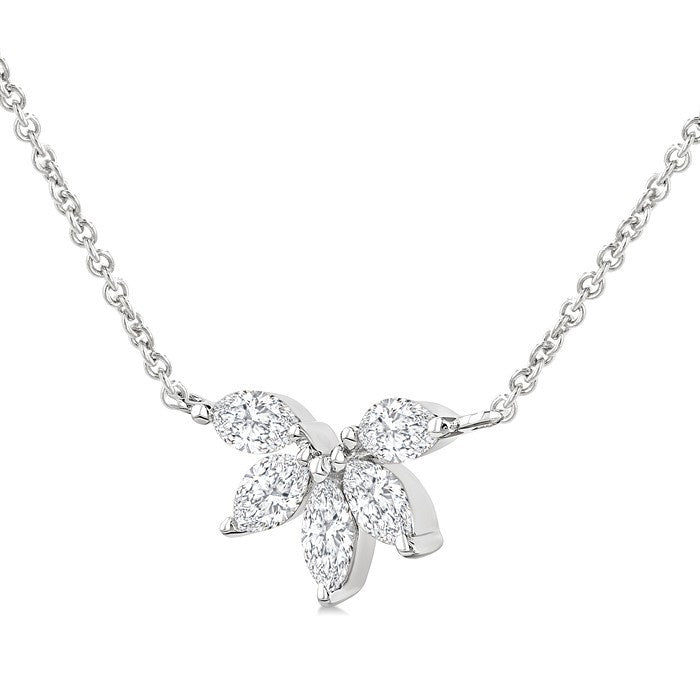 1/3 Ctw Semi-Circle Chevron Marquise Cut Diamond Fashion Necklace in 14K White Gold