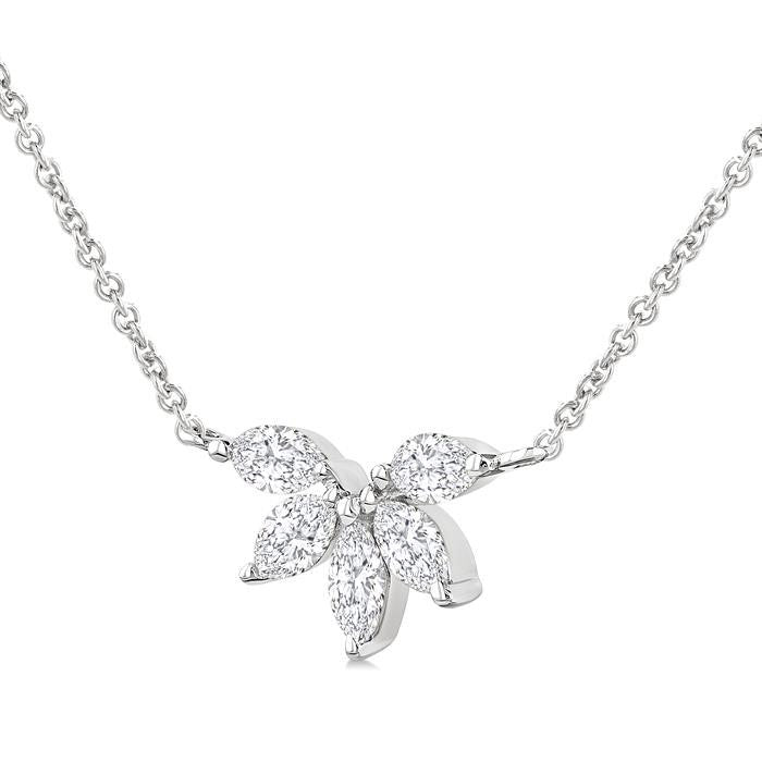 Marquise Shape Chevron Diamond Necklace