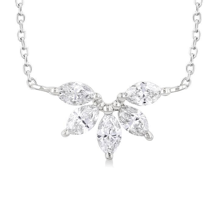 Marquise Shape Chevron Diamond Necklace