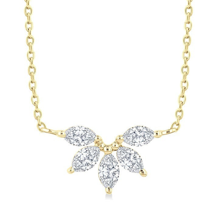 1/3 Ctw Semi-Circle Chevron Marquise Cut Diamond Fashion Necklace in 14K Yellow Gold