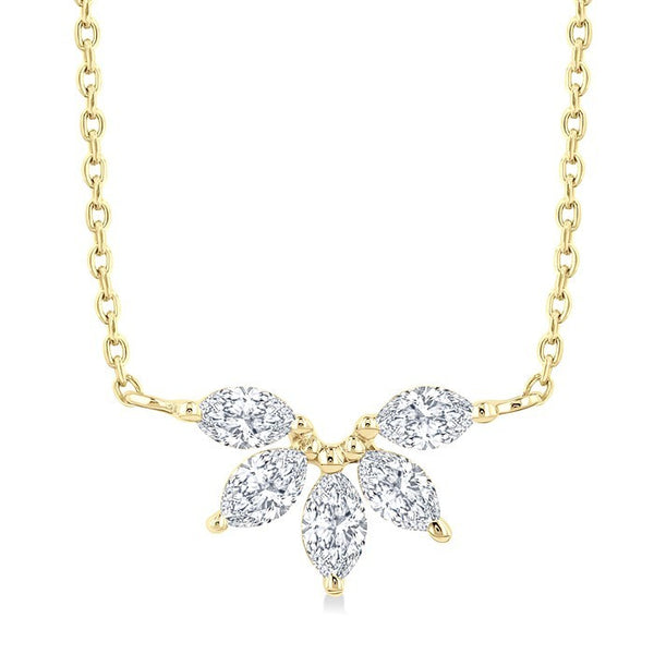 1/3 Ctw Semi-Circle Chevron Marquise Cut Diamond Fashion Necklace in 14K Yellow Gold