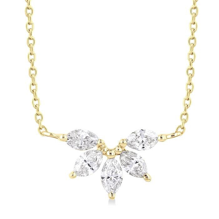 Marquise Shape Chevron Diamond Necklace