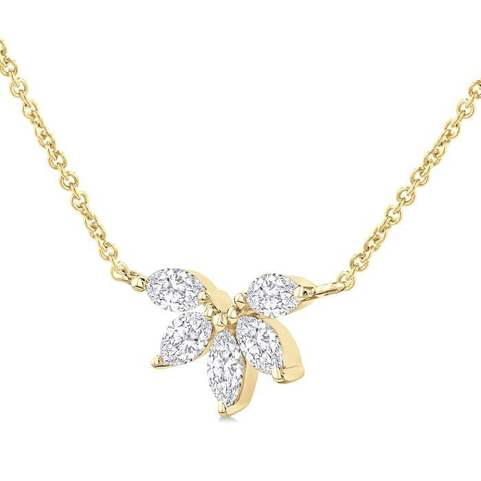 Marquise Shape Chevron Diamond Necklace