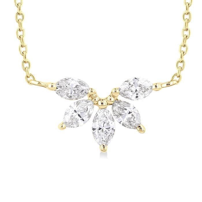Marquise Shape Chevron Diamond Necklace