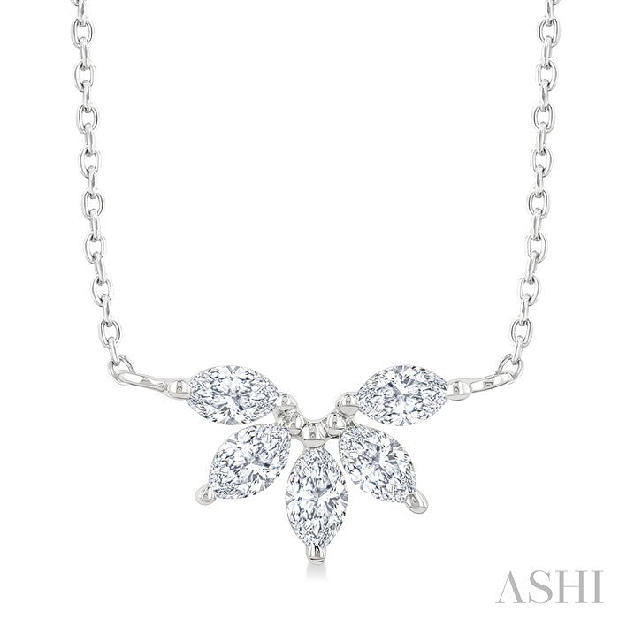 1/3 Ctw Semi-Circle Chevron Marquise Cut Diamond Fashion Necklace in 14K White Gold