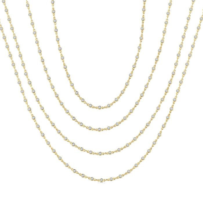 Bezel Set Layered Diamond Necklace