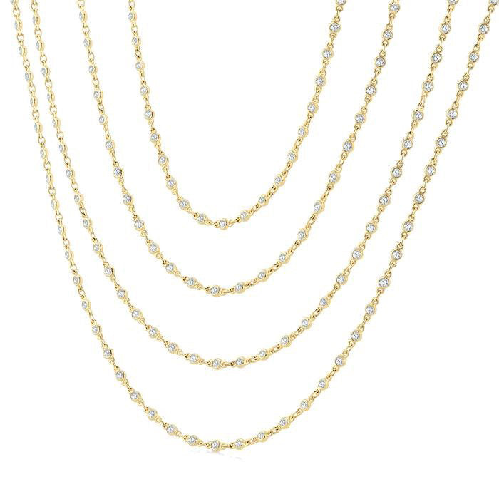 Bezel Set Layered Diamond Necklace