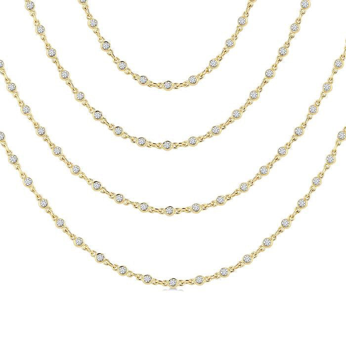 Bezel Set Layered Diamond Necklace