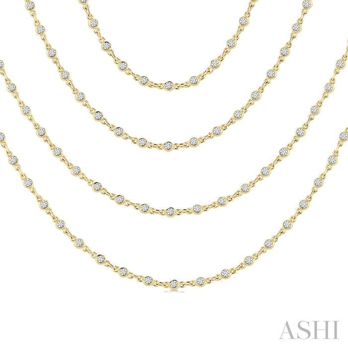 5 1/2 Ctw Bezel Set Round Cut Diamond Layered 60-Inch Necklace in 14K Yellow Gold