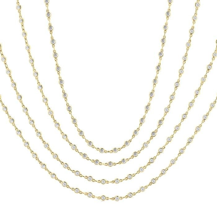 Galatea Meadow Bezel Set Layered Diamond Necklace
