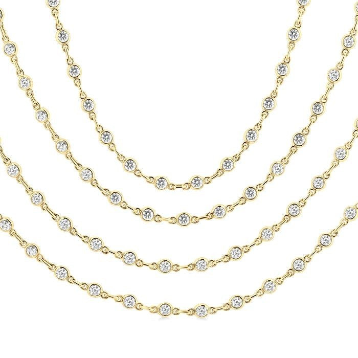 Galatea Meadow Bezel Set Layered Diamond Necklace