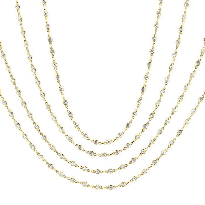 Galatea Meadow Bezel Set Layered Diamond Necklace