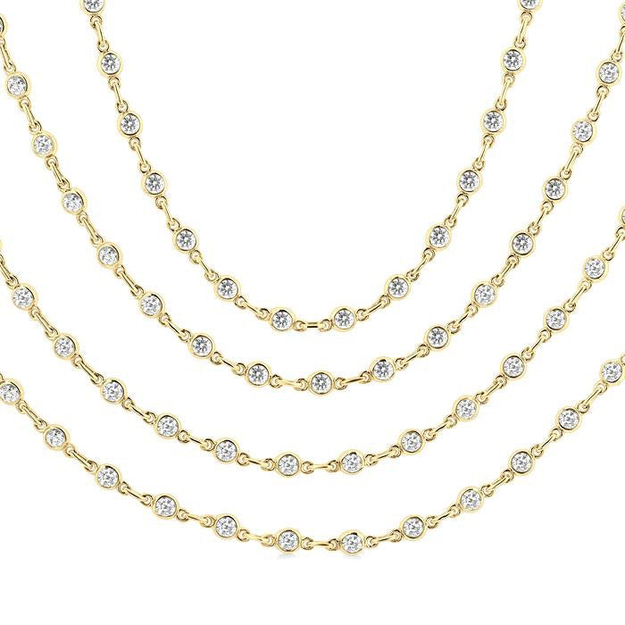 Galatea Meadow Bezel Set Layered Diamond Necklace