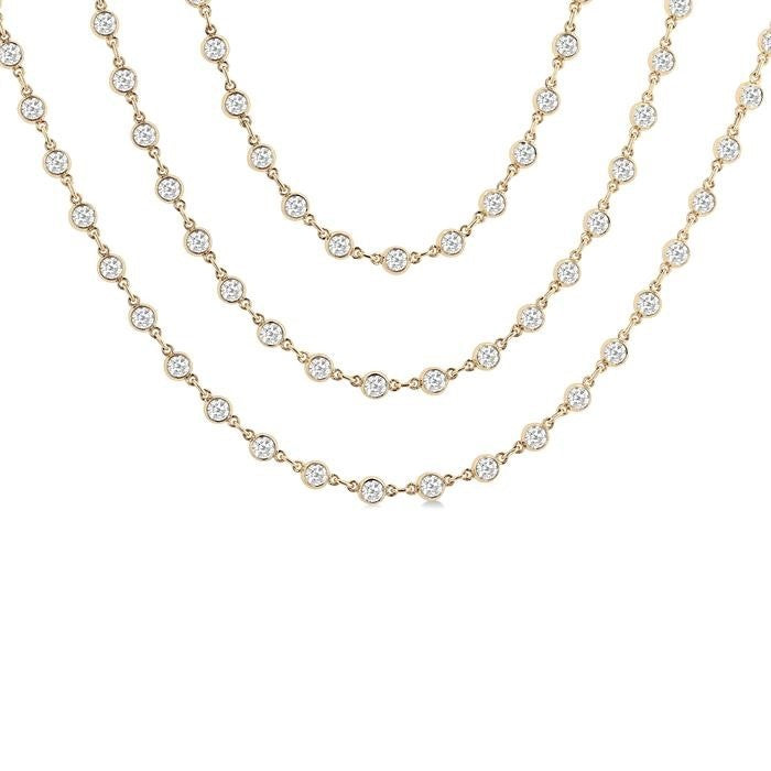 Maia Clover Bezel Set Layered Diamond Necklace