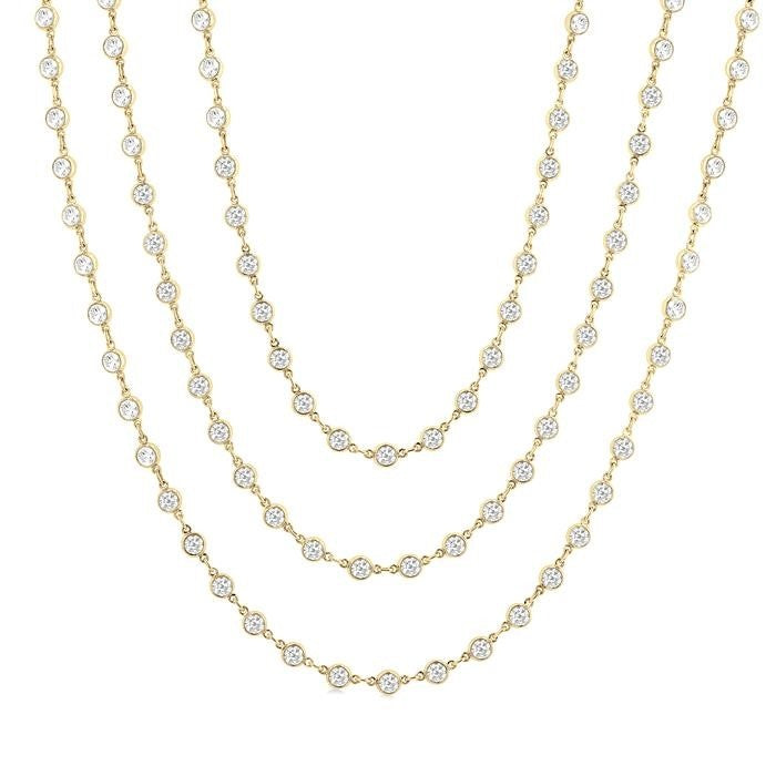 Juno Orchid Bezel Set Layered Diamond Necklace