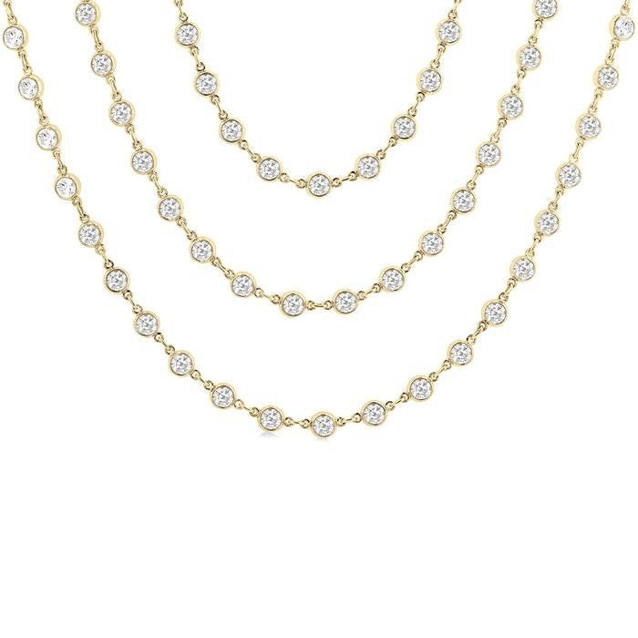 Juno Orchid Bezel Set Layered Diamond Necklace