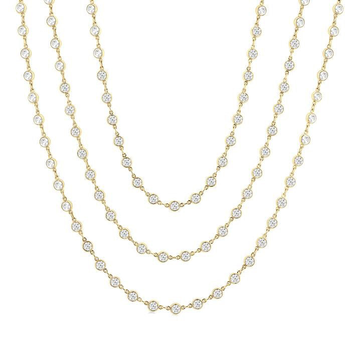Juno Orchid Bezel Set Layered Diamond Necklace