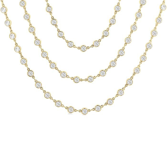 Juno Orchid Bezel Set Layered Diamond Necklace