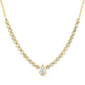 1/2 Ctw Luna Bezel Halfway Bezel Set Pear and Round Cut Diamond Necklace in 14K Yellow Gold