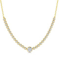 1/2 Ctw Luna Bezel Halfway Bezel Set Round and Round Cut Diamond Necklace in 14K Yellow Gold
