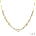 1/2 Ctw Luna Bezel Halfway Bezel Set Round and Round Cut Diamond Necklace in 14K Yellow Gold