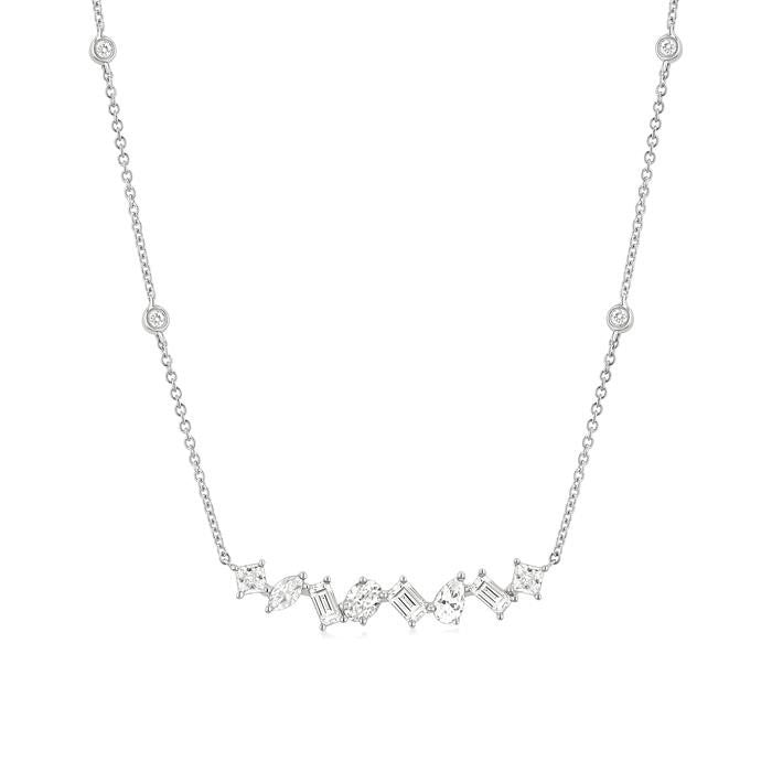 Mixed Shape Diamond Station Necklace