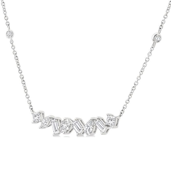 Mixed Shape Diamond Station Necklace