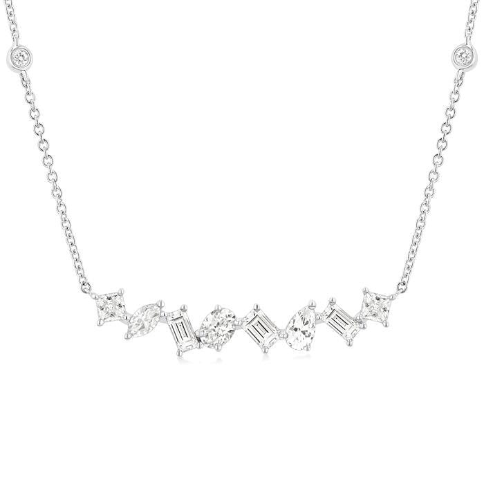 Mixed Shape Diamond Station Necklace
