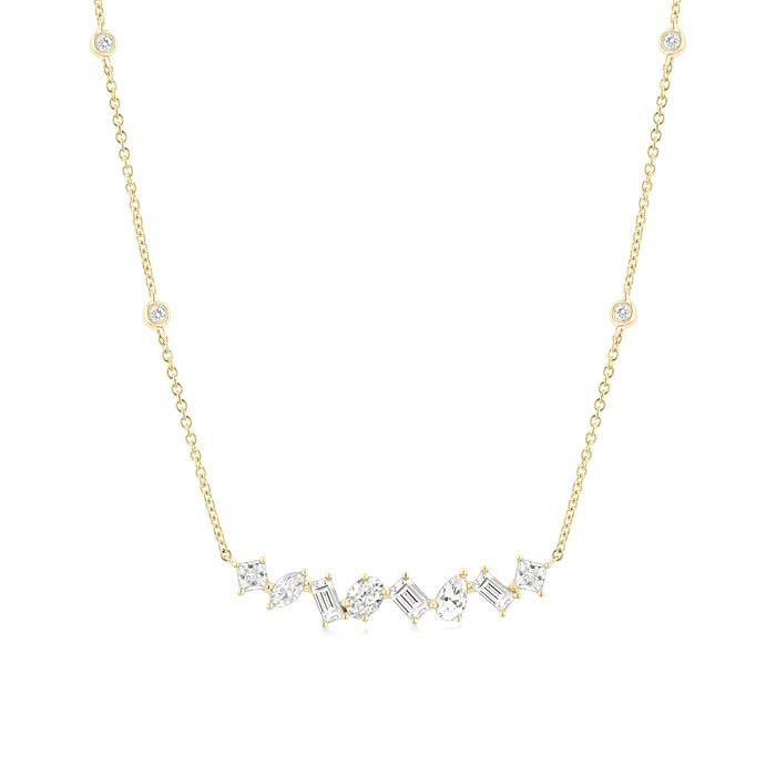 Mixed Shape Diamond Station Necklace