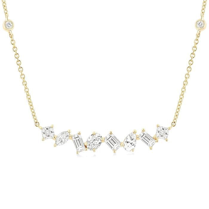 Mixed Shape Diamond Station Necklace