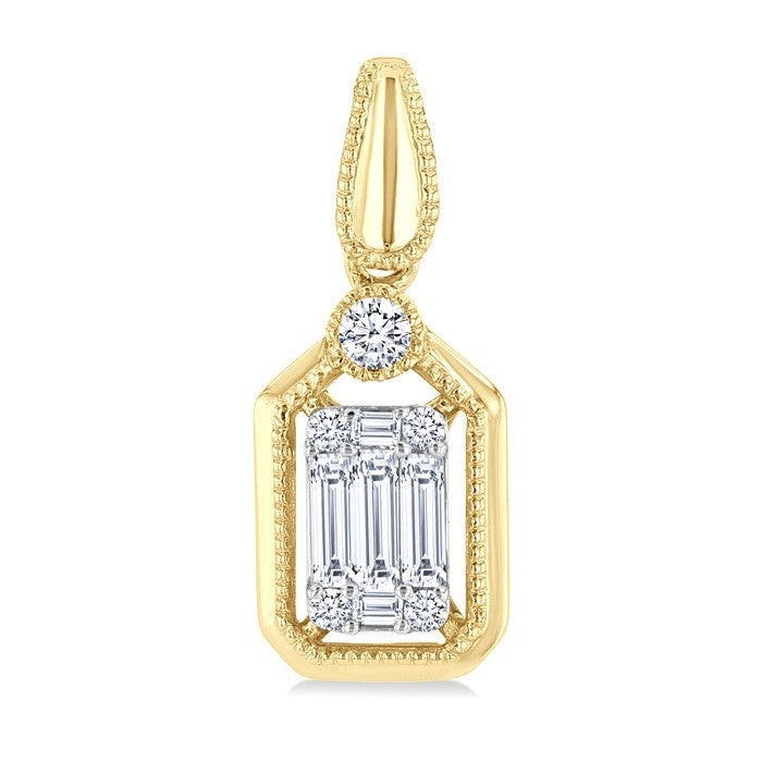 1/3 Ctw Fusion Baguette and Round Cut Diamond Fashion Earrings in 14K Yellow and White Gold