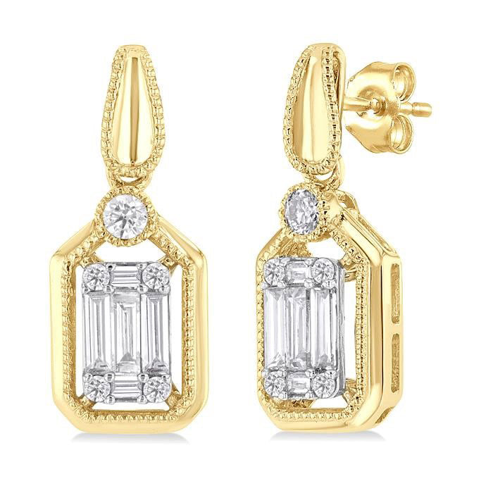 Emerald Shape Fusion Diamond Earrings