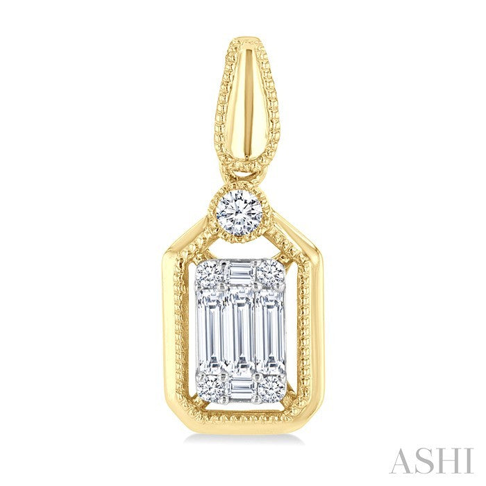 1/3 Ctw Fusion Baguette and Round Cut Diamond Fashion Earrings in 14K Yellow and White Gold