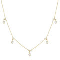 5/8 Ctw Dangle Oval and Round Cut Diamond Station Necklace in 14K Yellow Gold